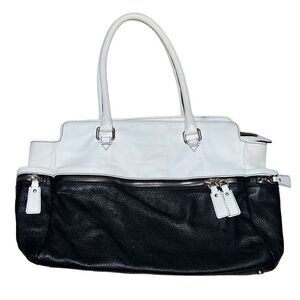 PLINIO VISONA Shoulder Bag Pebbled Leather Double Handles Gold Tone Hardware EUC